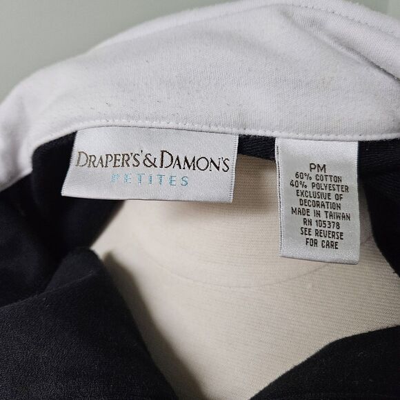 Drapers and Damons Nautical Jacket Full Zip Black White Stripes Pockets Petite M - Picture 6 of 6